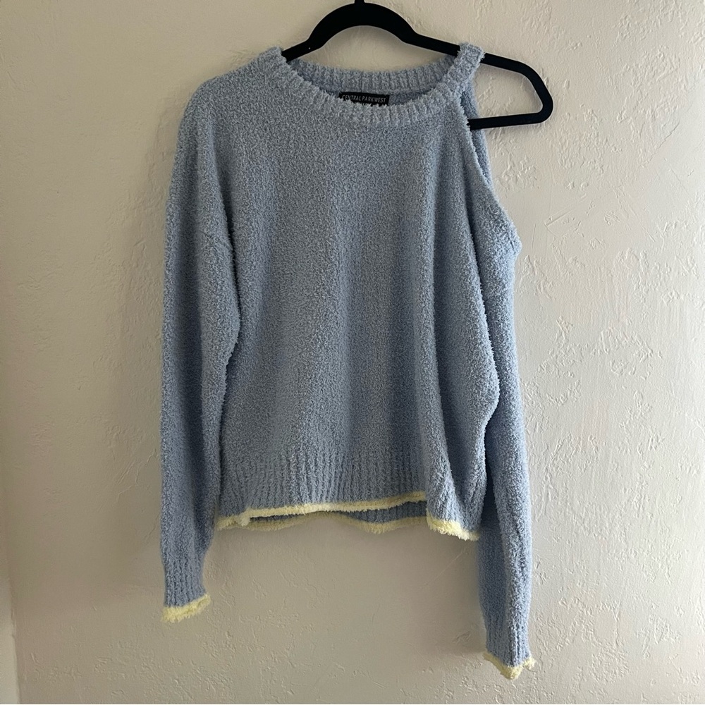 NWOT Central Park West New York Cold Shoulder Sweater Baby Blue